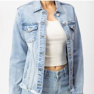 NWOT KANCAN DENIM JEAN JACKET sz M frayed BRAND-NEW, NEVER WORN!